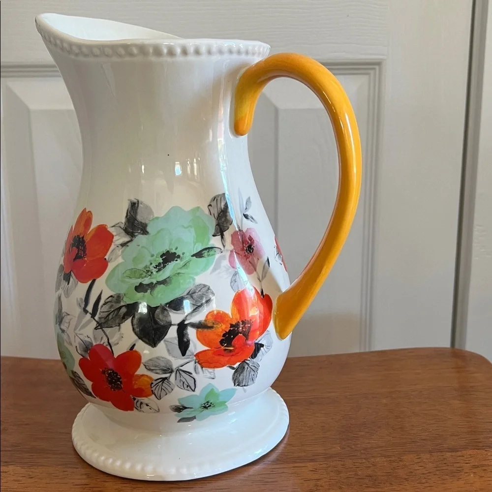 The Pioneer Woman Flea Market White Decorated Floral 2-Quart Pitcher - Picture 3 of 11